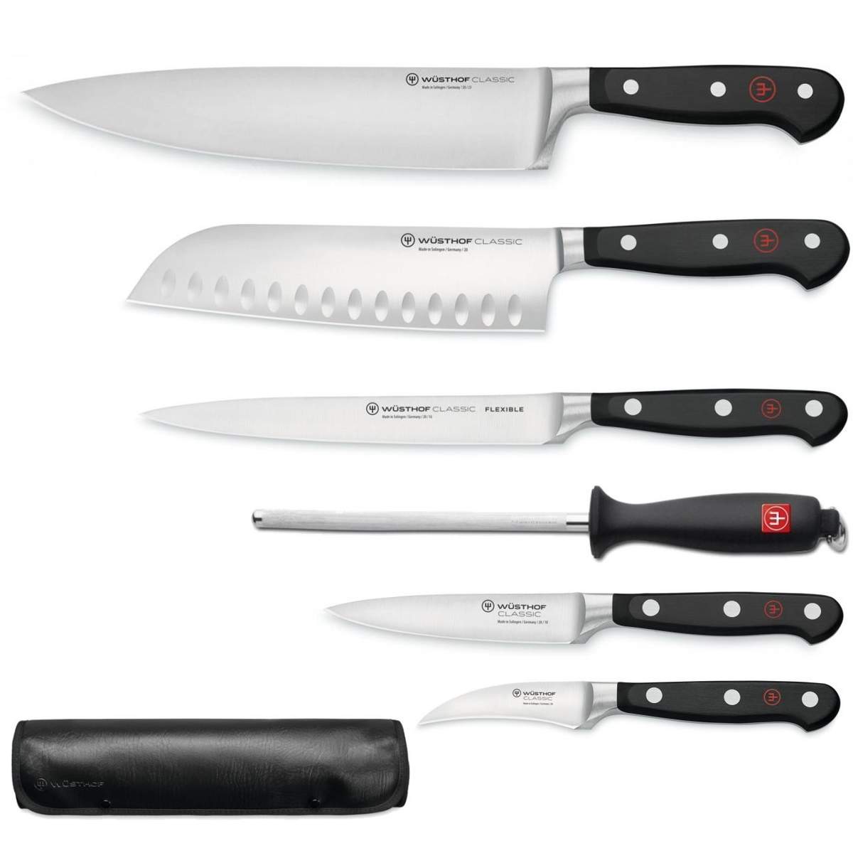 Set 5 coltelli Wusthof Classic + acciaino + rotolo portacoltelli Wusthof - immagine 2
