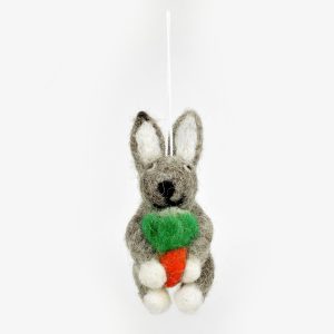 Decoro di Pasqua in Feltro di Lana – Coniglio con Carota (made in Nepal)